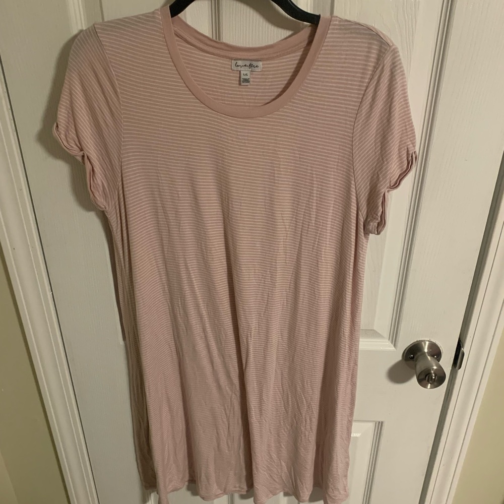 light pink and white stripped t-shirt dress